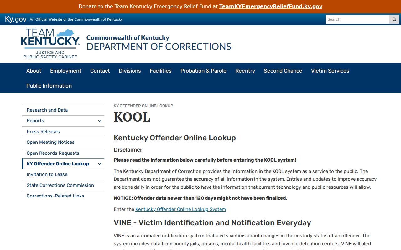 Kentucky arrest records KOOL guidance and finalization warning