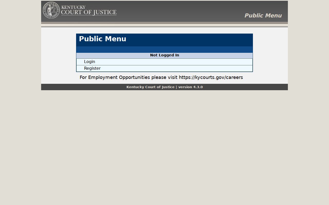 Kentucky court case lookup AOCFastCheck public menu