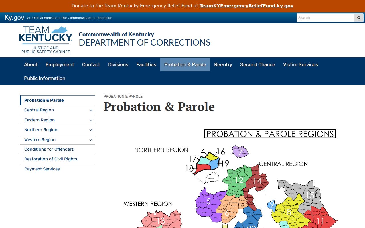 Kentucky criminal records and statewide probation and parole system