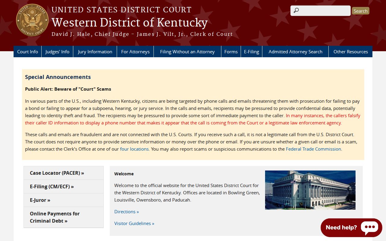 Western District federal case records separate from Kentucky criminal records