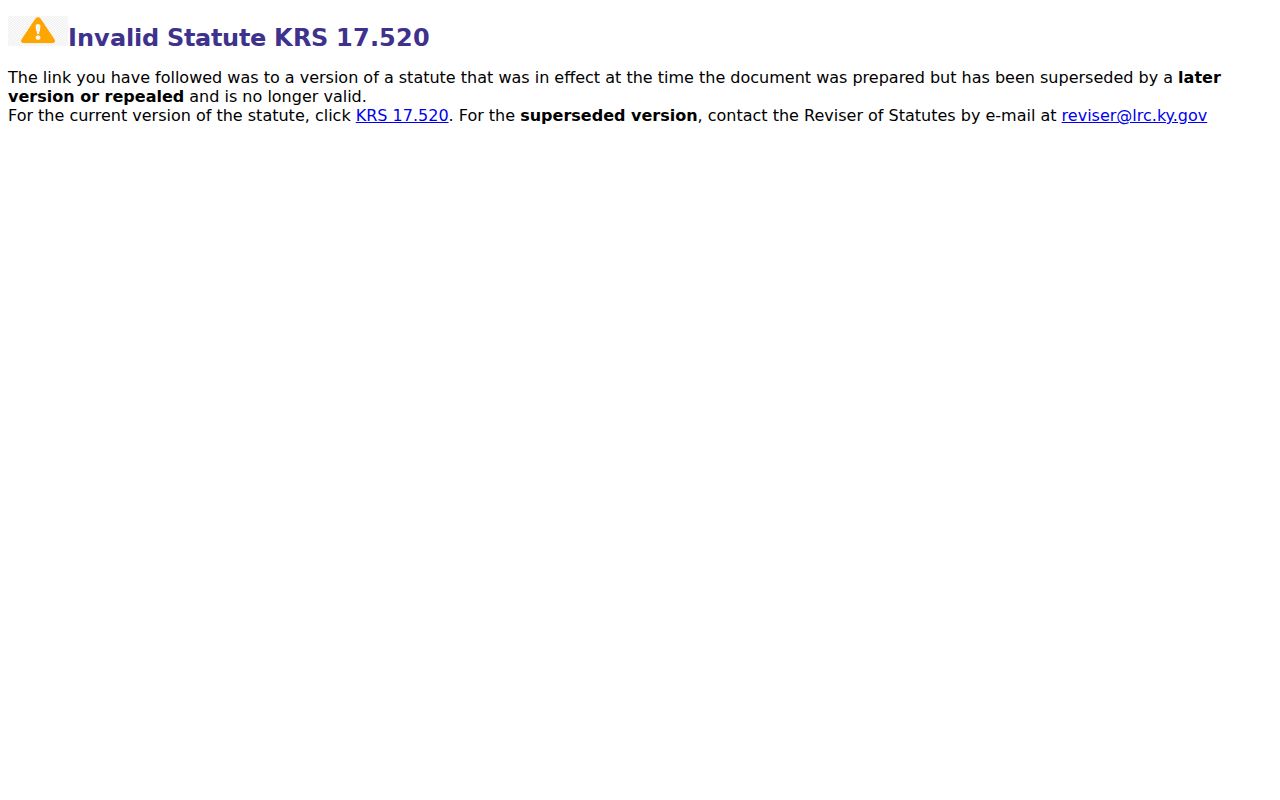 Kentucky sex offender registration periods under KRS 17.520